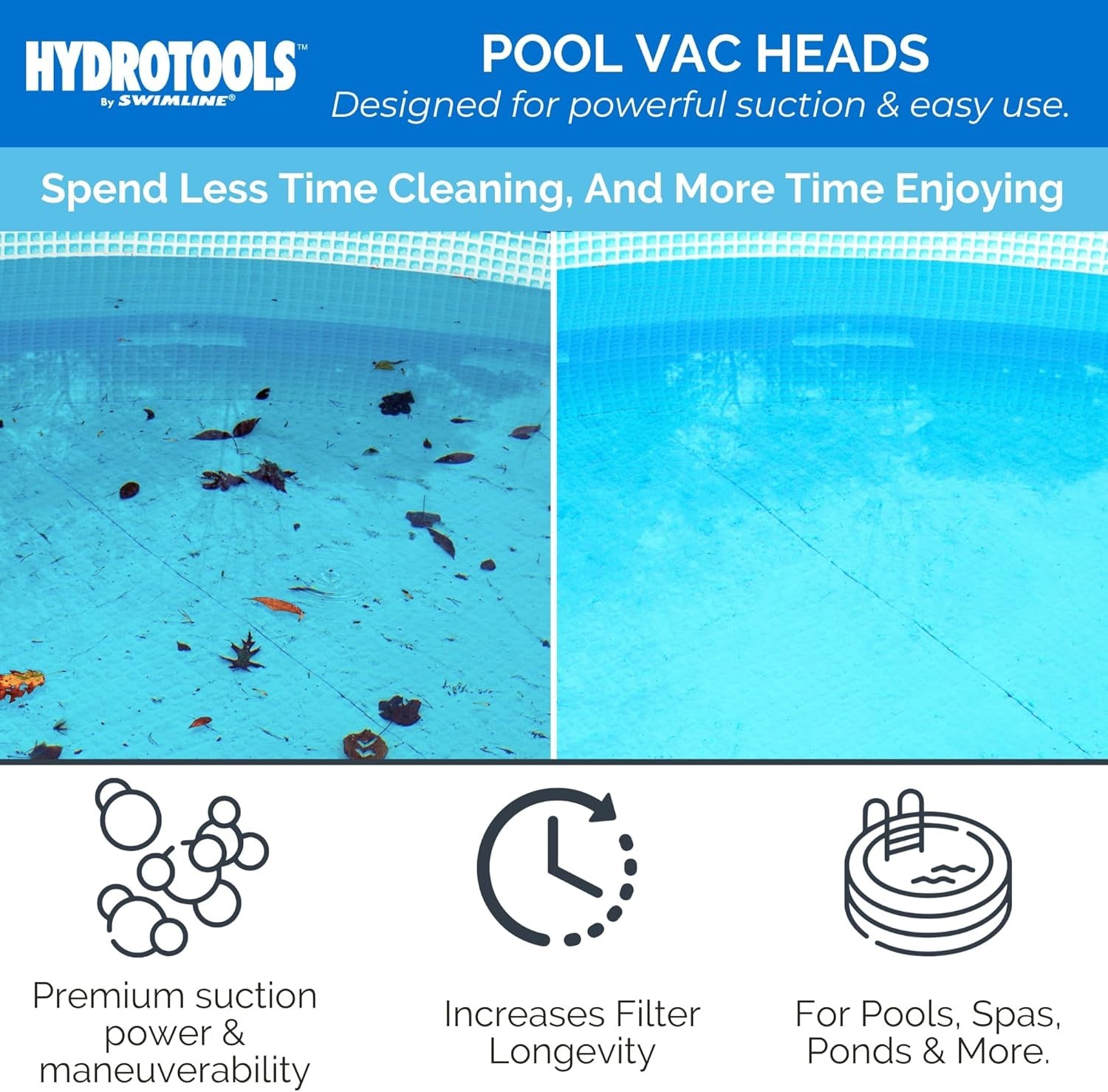 Hydrotools Weighted Half-Moon Pool Vacuum Head – Deep Clean All Pool Types