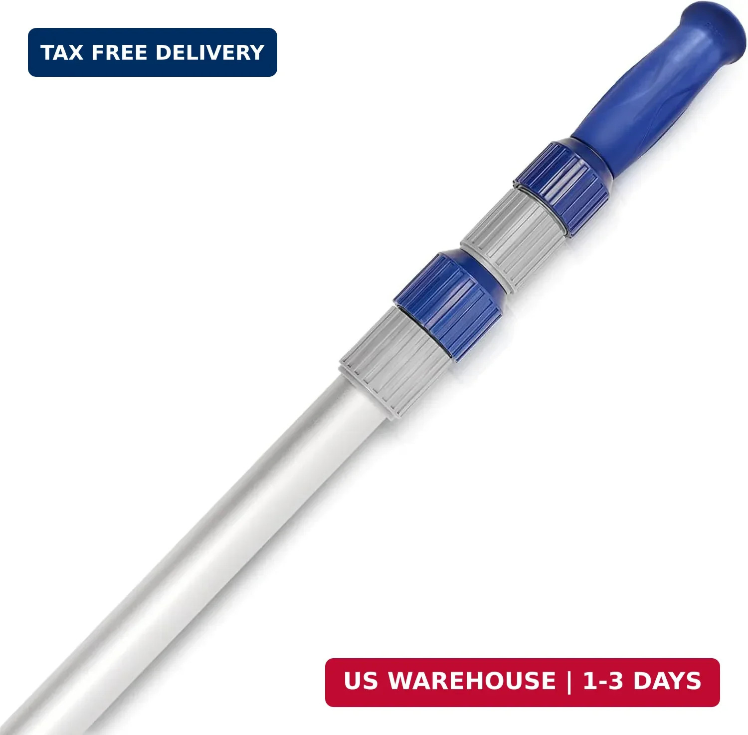 Poolvio 15 FT Telescopic Pool Pole – Adjustable 3 Piece Aluminum Pool Skimmer Po