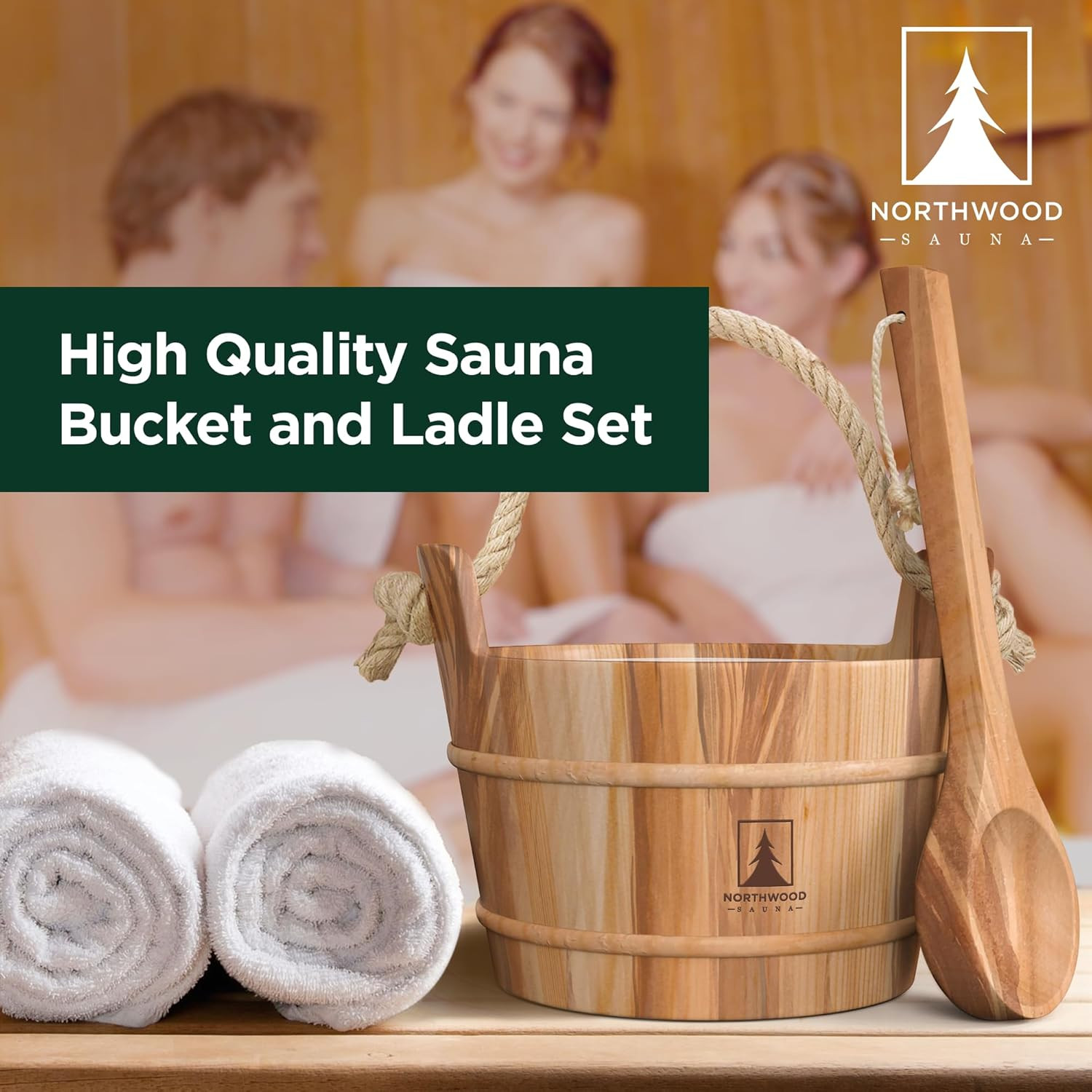 Handmade Canadian Cedar Sauna Bucket & Ladle Set – 1 Gallon Capacity