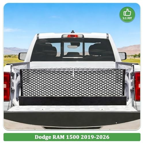 3-Layer Cargo Net Zipper Bag Truck Bed Net for Dodge RAM 1500 2019-2026