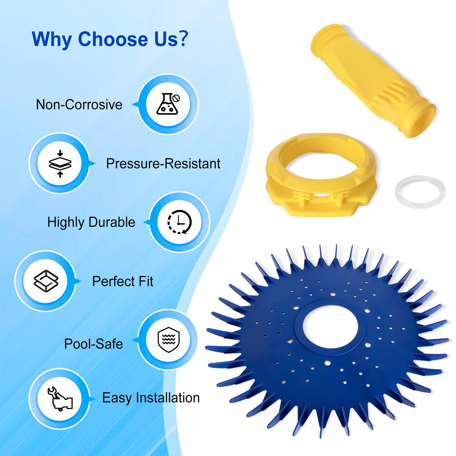 Porscan Pool Cleaner Replacement Kit, 4 Pieces, W70329, W70327, W69698, Zodiac