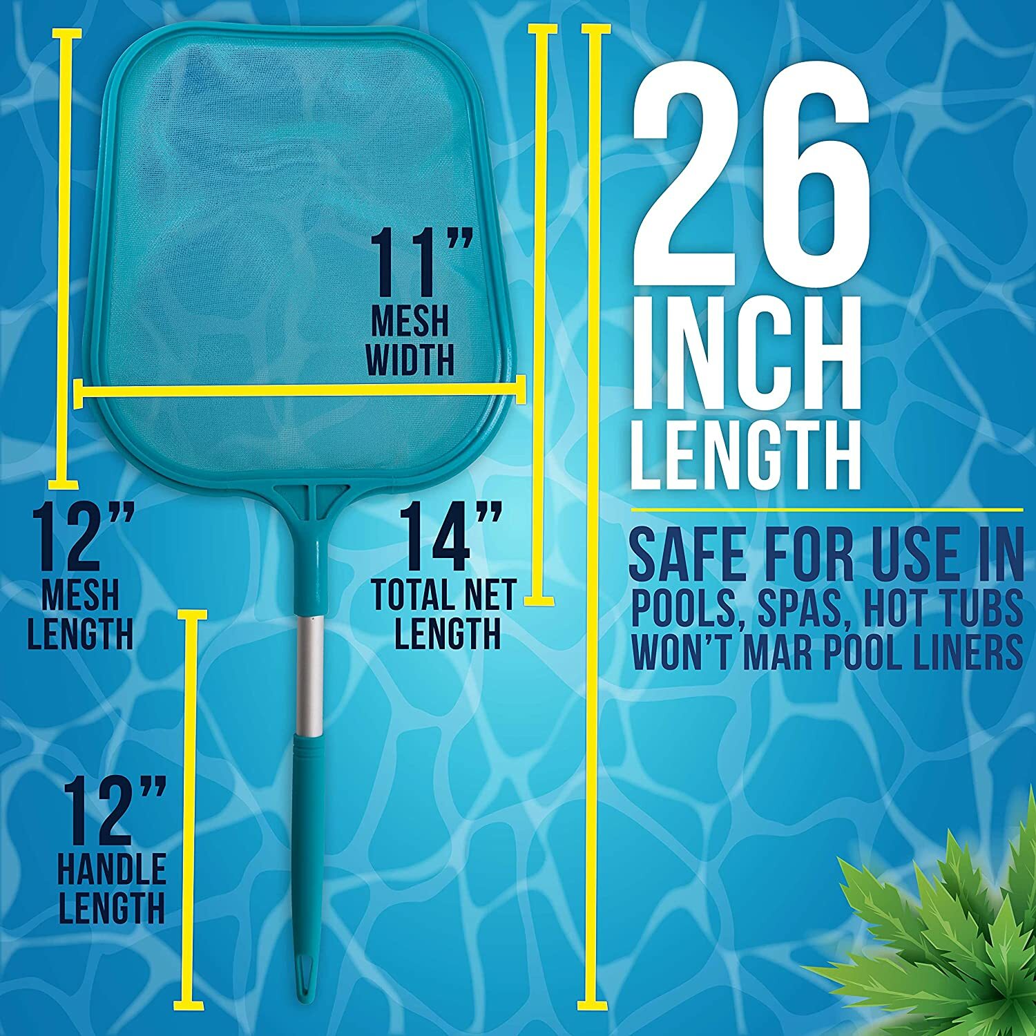 Fine Mesh Pool Leaf Skimmer Net w/ 5FT Telescopic Aluminium Pole Frame US SUPPLY