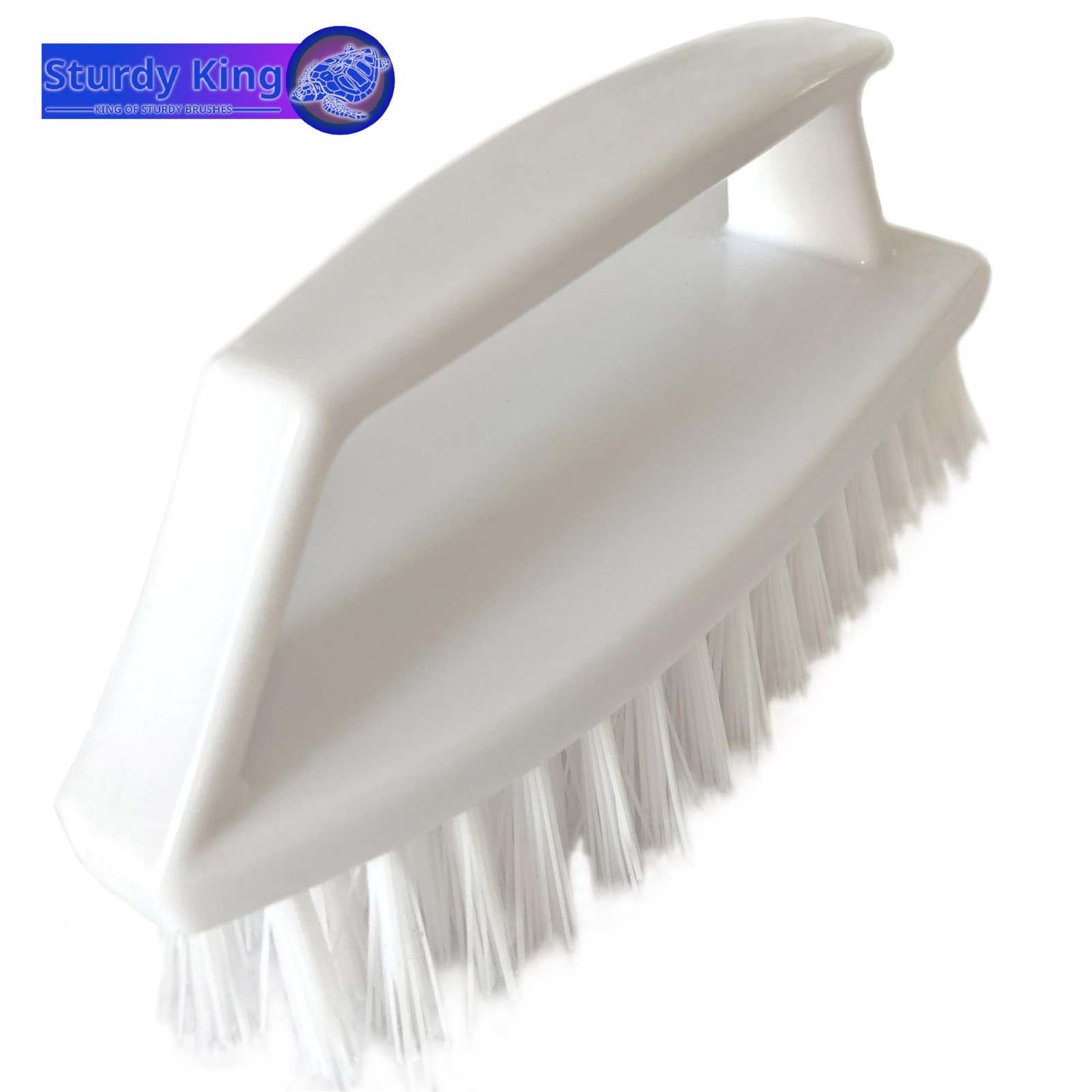 Scrub Brush Unbreakable Handle 6&Prime; White, Stiff Heavy-Duty Bristles Unbreakable