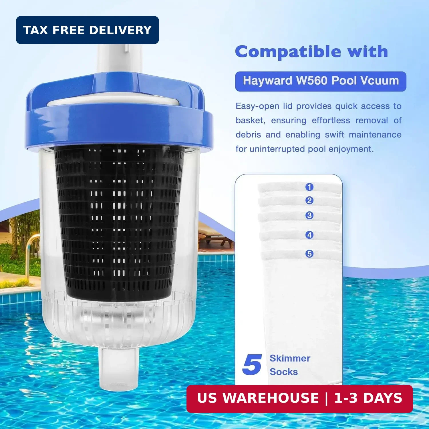 ATRACYPART Inline Pool Leaf Canister Compatible with Hayward W560 PoolVac Naviga
