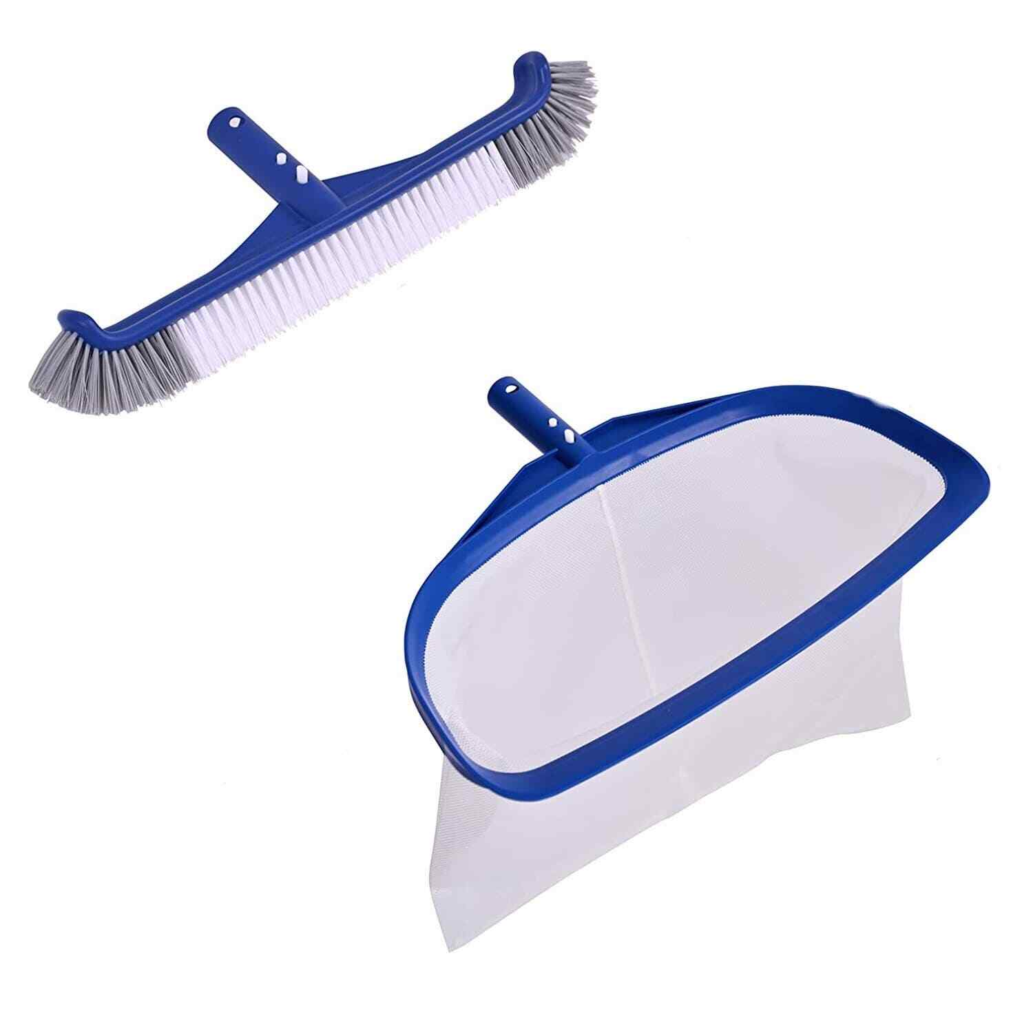 POOLAZA Pool Set- Skimmer Deep Net 10&Prime; x 13.2&Prime; x 17.5&Prime; & 17.3&Prime; Pool Brush Head
