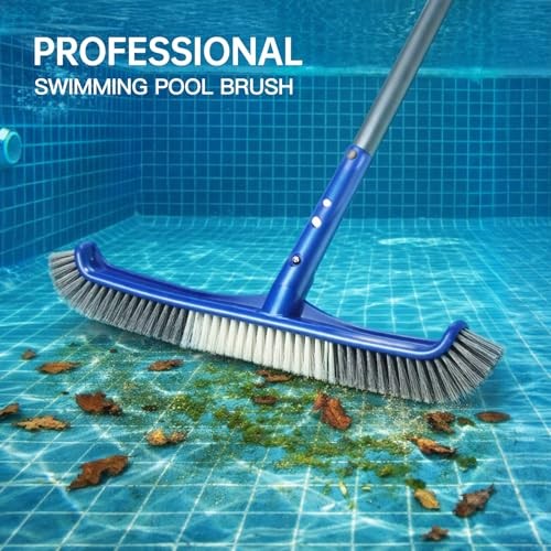 Pool Brush Head, Scrub Brush with Premium Nylon Bristles,Curved Ends High Blue