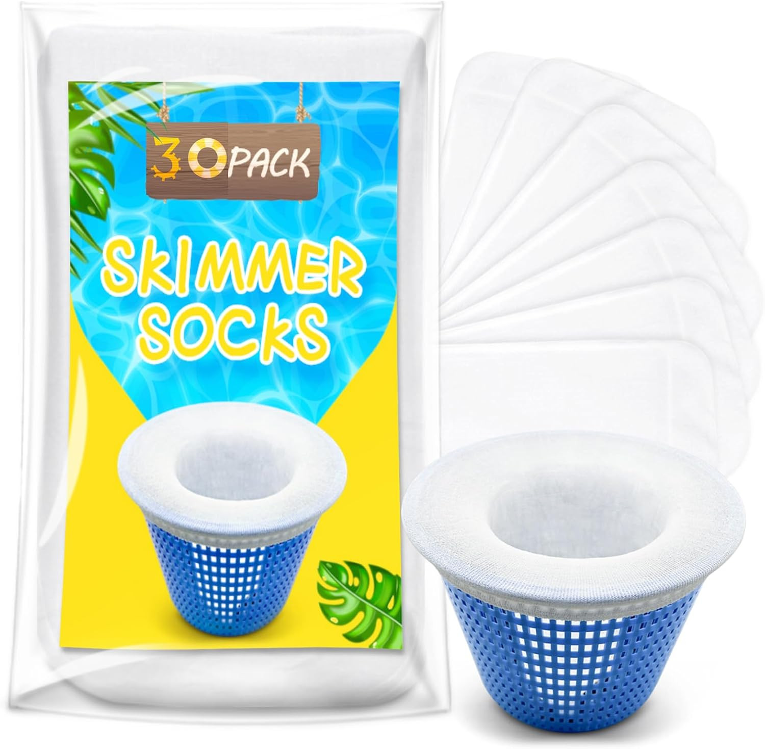 30 Pack Pool Skimmer Filter Socks for Inground Pool or above Ground Pool