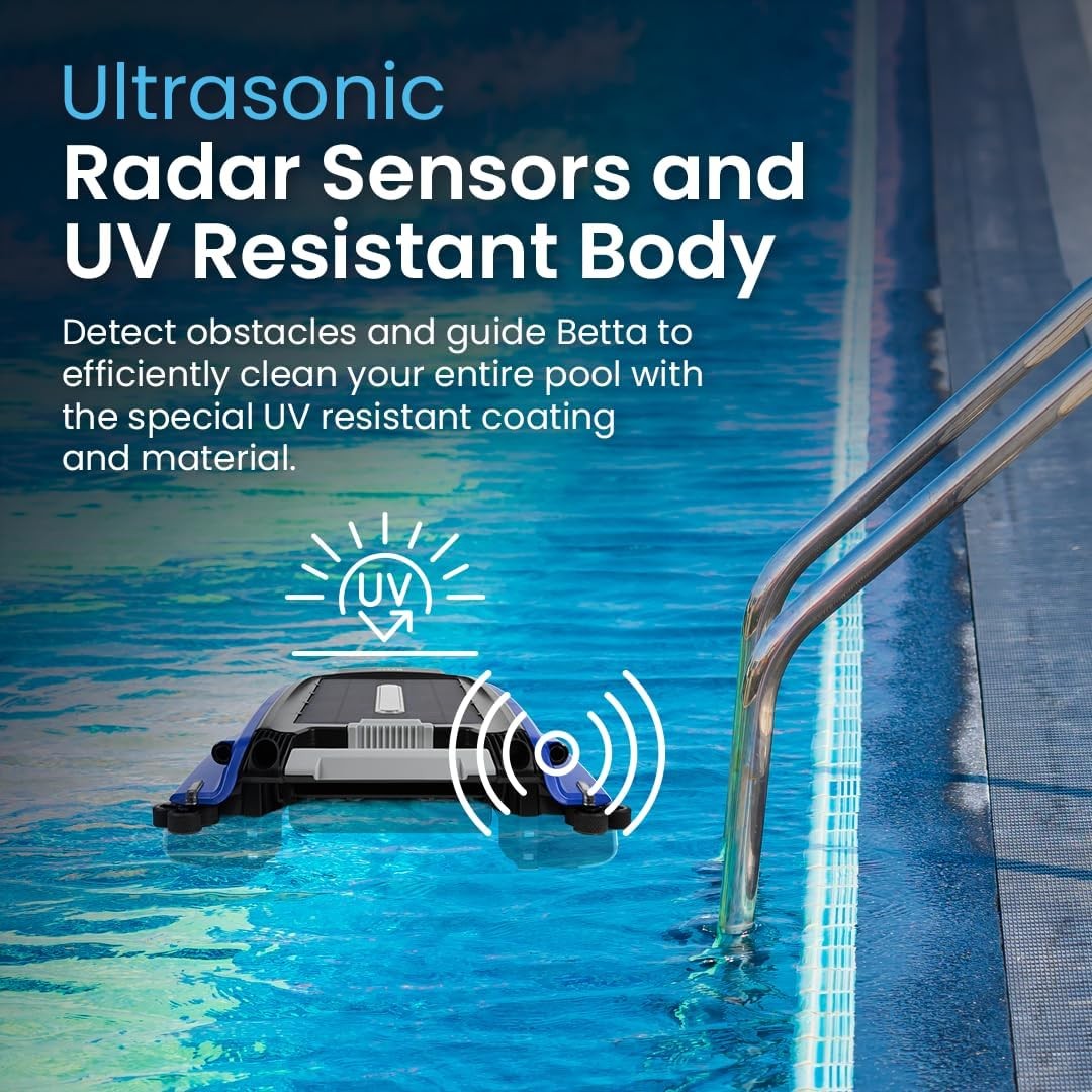 Solar Powered Robotic Pool Skimmer, Automatic Cleaner, 24/7 Battery, Blue