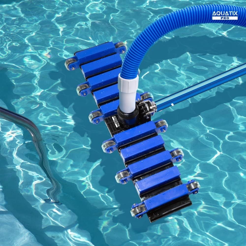 Pool Vacuum Head, 22&Prime; Extra Large Commercial Grade, 10 Weighted Plates, 2 X Hose
