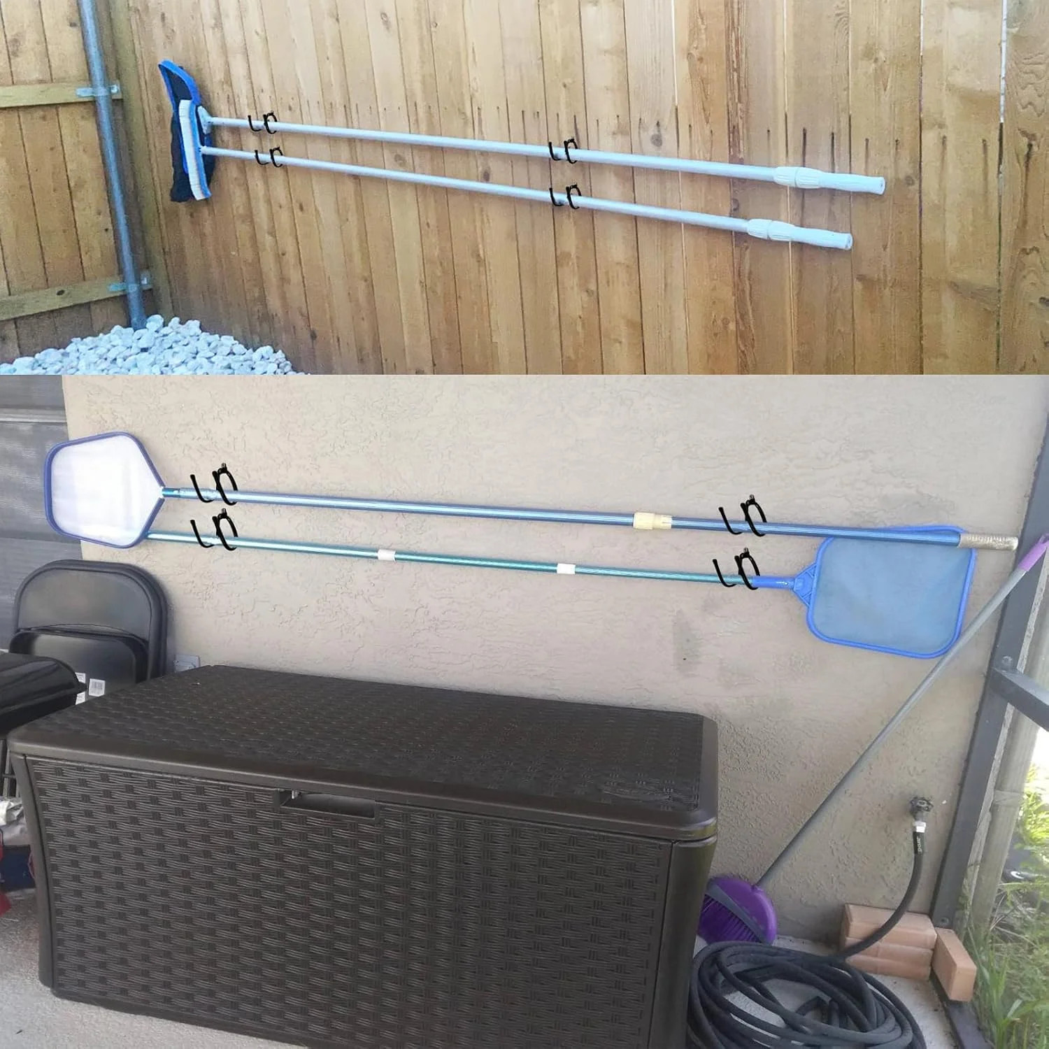 Non Rust Pool Pole Hangers Ideal Pool Fence or Wall Mount Storage Hooks for Pool