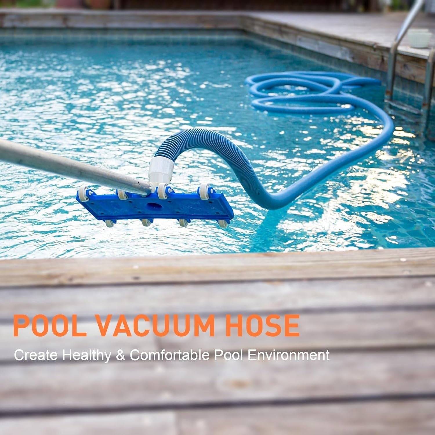 Heavy Duty 1.5 » x 18ft Pool Vacuum Hose with Swivel Cuff for Efficient Cleaning