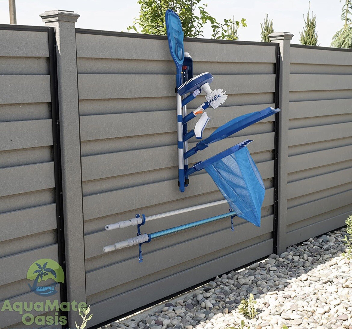 AquaMate Oasis Pool Accessories Organizer, Pole Hangers, Vacuum Hose Harness