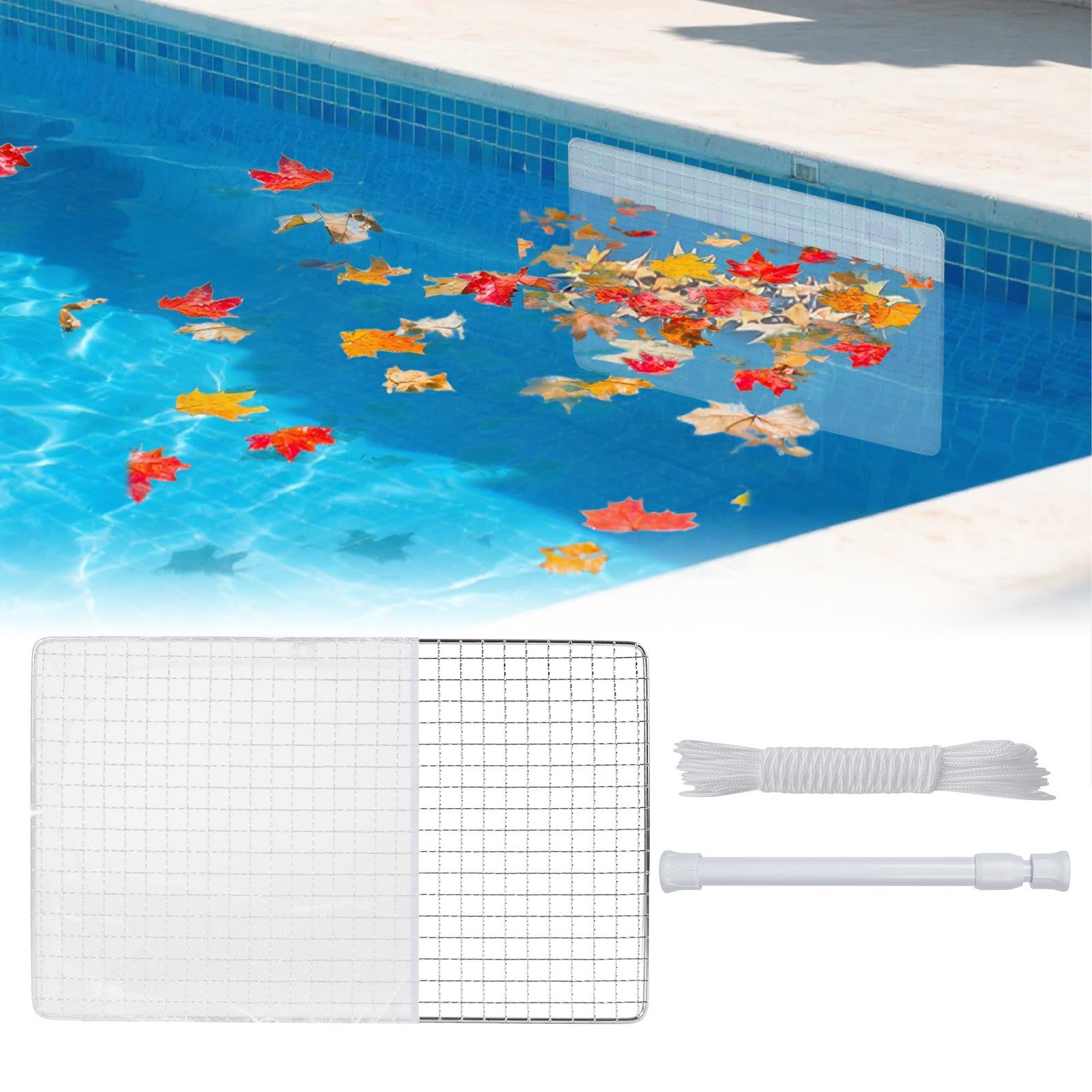 Pool Skimmer Guard Kit Reusable Swimming Pool Skimmer Leaf Shield Net with El…