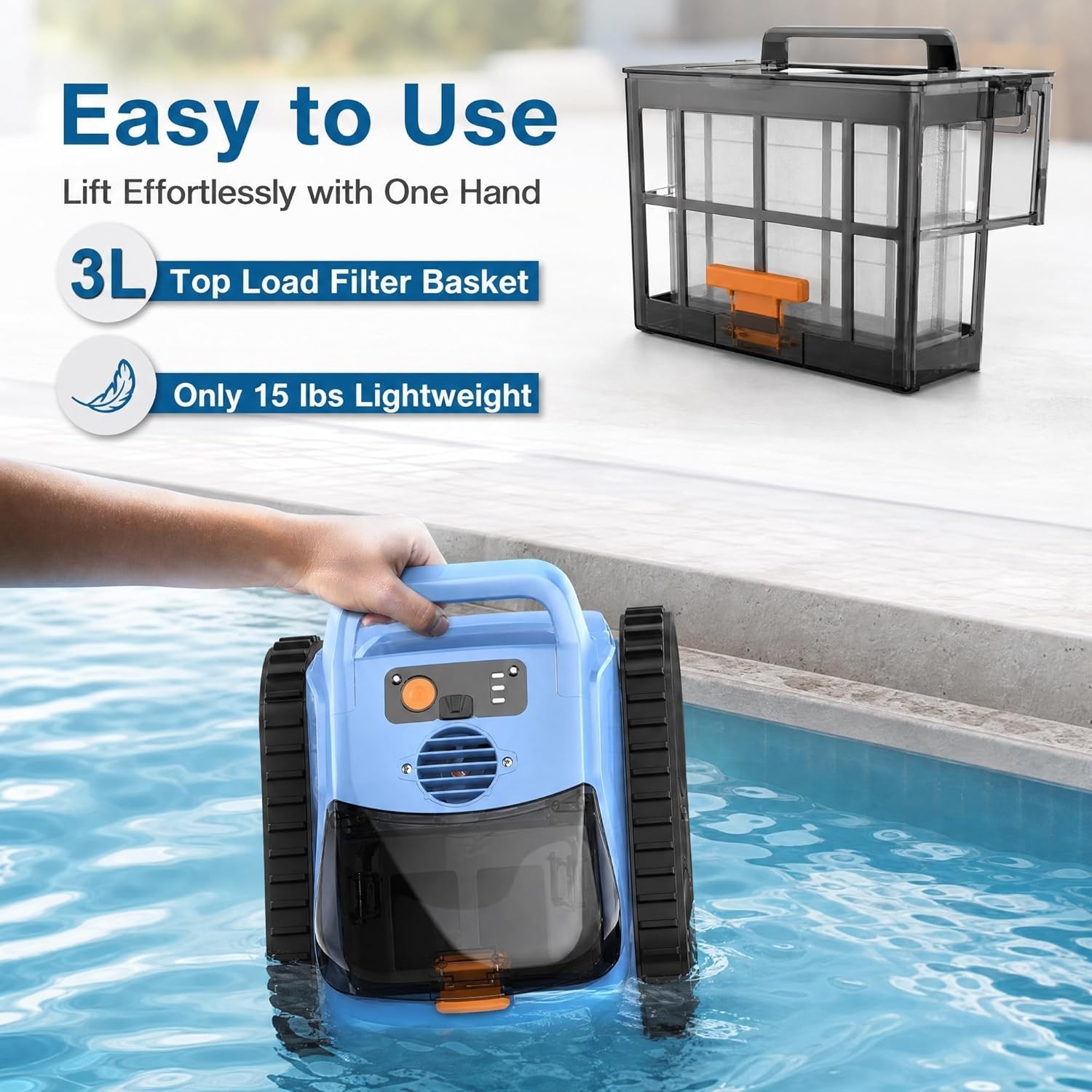 Cordless Robotic Pool Cleaner for Inground Pools 180Min Runtime Wall Climbing