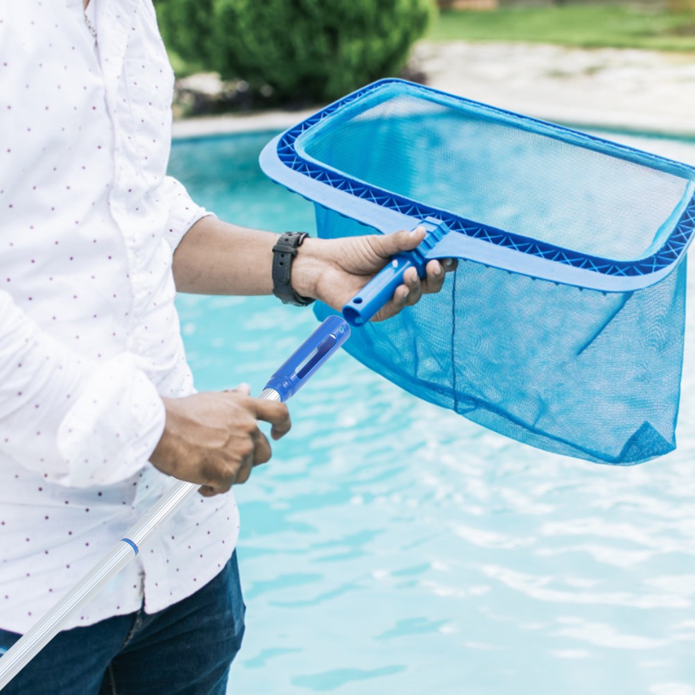Blue Adjustable Aluminum Pool Pole Detachable Telescopic 3-Section Cleaning Tool