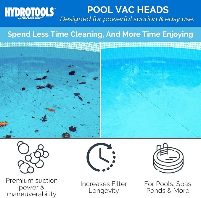 HYDROTOOLS Manual Pool Vacuum Head Attachment for Inground & Above Ground Pools