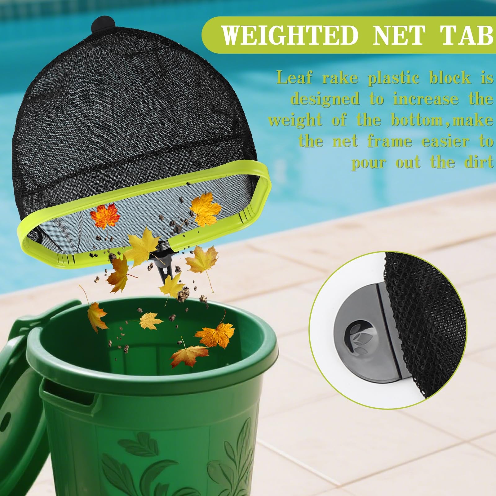 Double-Layer Deep Bag Pool Skimmer Net with Reinforced Frame – Fine Mesh Pool…