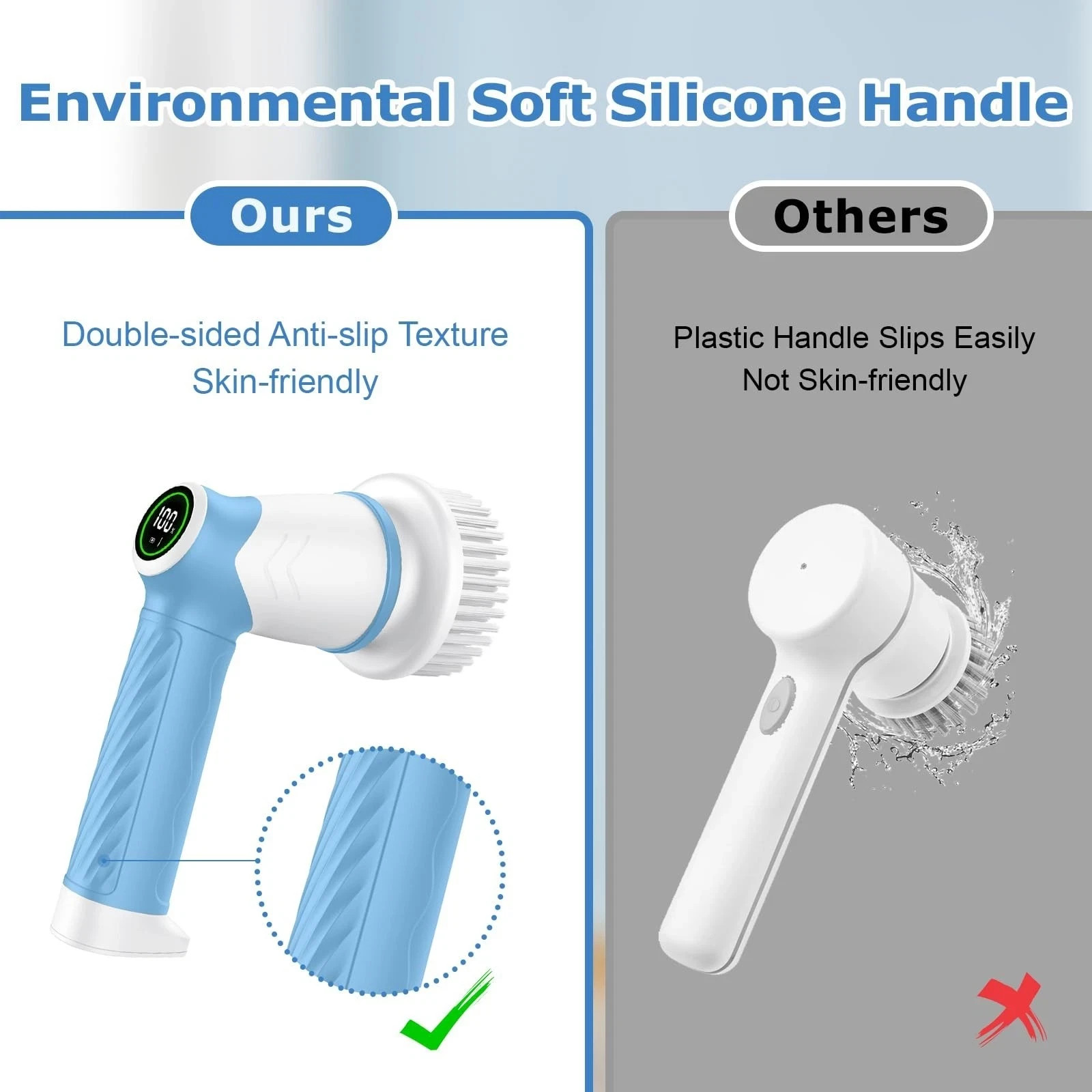 Electric Spin Scrubber IPX7 Waterproof, Power Scrubber with 7 Replacement#1008B