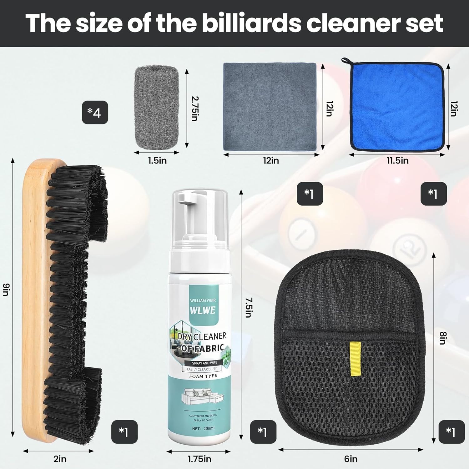 Gentle Billiard Cleaning Kit: Foam Spray & Ergonomic Brushes for Pristine Tables