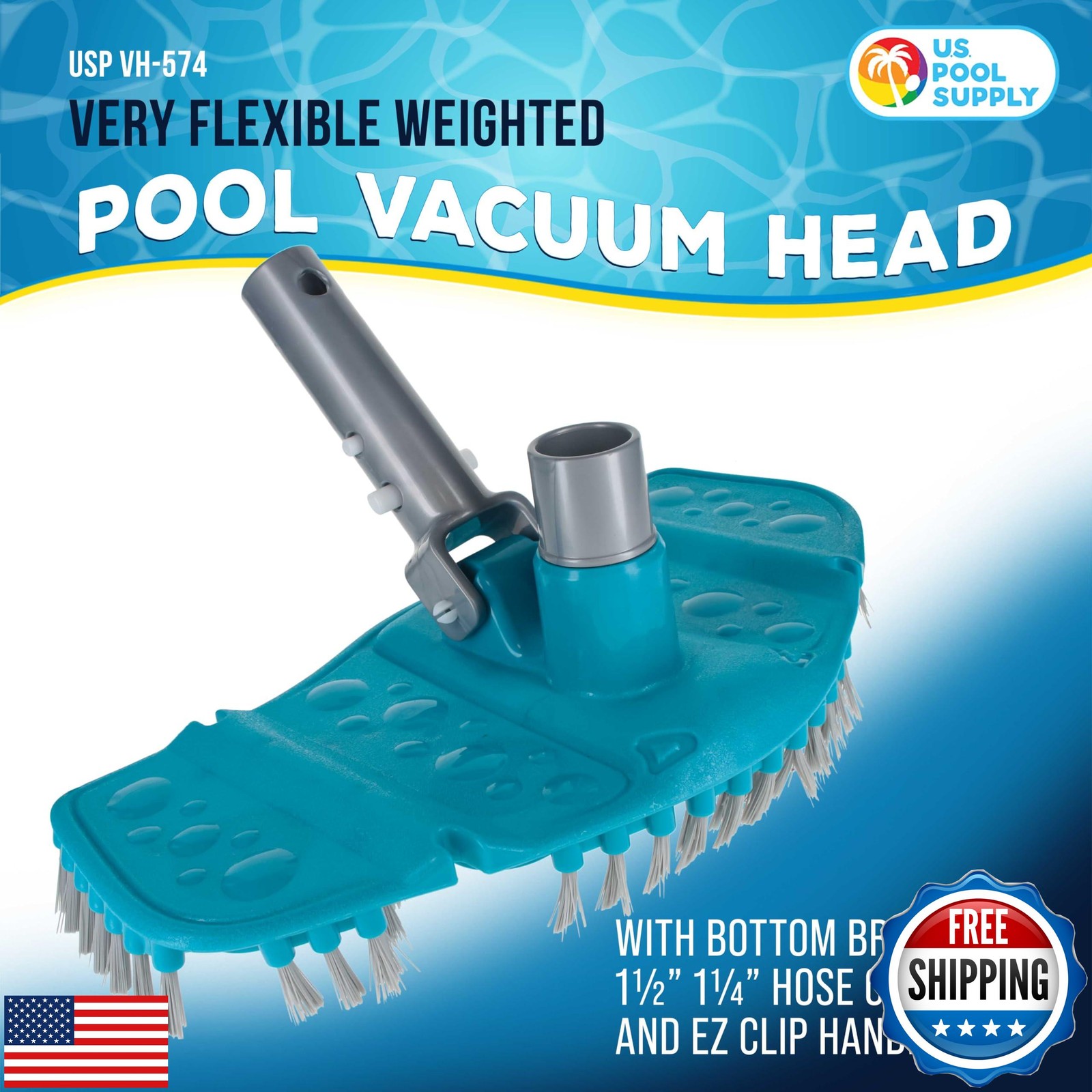 U.S. Pool Supply Very Flexible Weighted Pool Vacuum Head with Bottom Brushes,