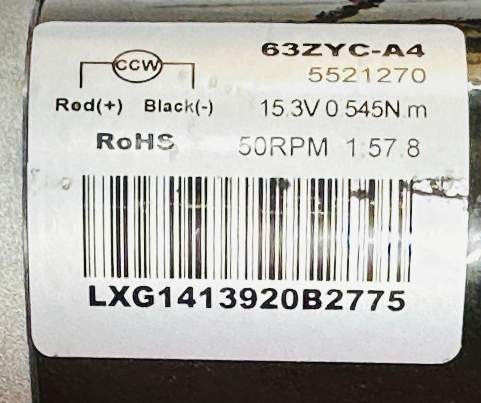 Maytronics Drive Motor 63ZYC-A4 5521270 15.3VDC 50 RPM For Pool Cleaner Robot