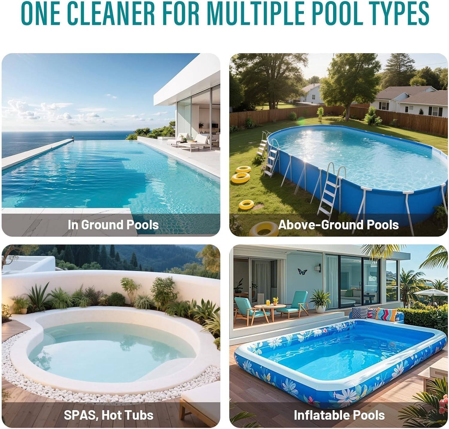 Above Ground Pool Vacuum – Powerful 20W Motor with Telescopic Handle & Filters