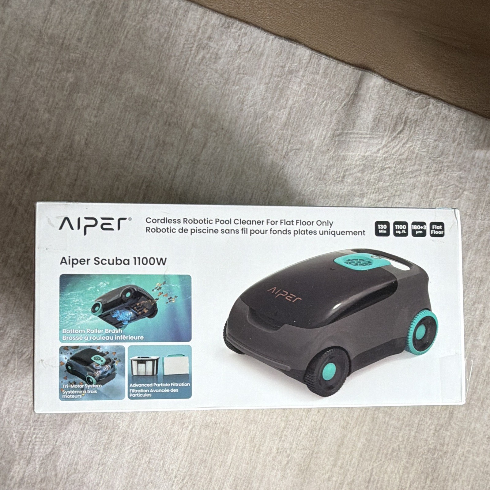 Aiper Scuba 1100W Cordless Robotic Pool Cleaner Flat Floor, 1000 sq ft