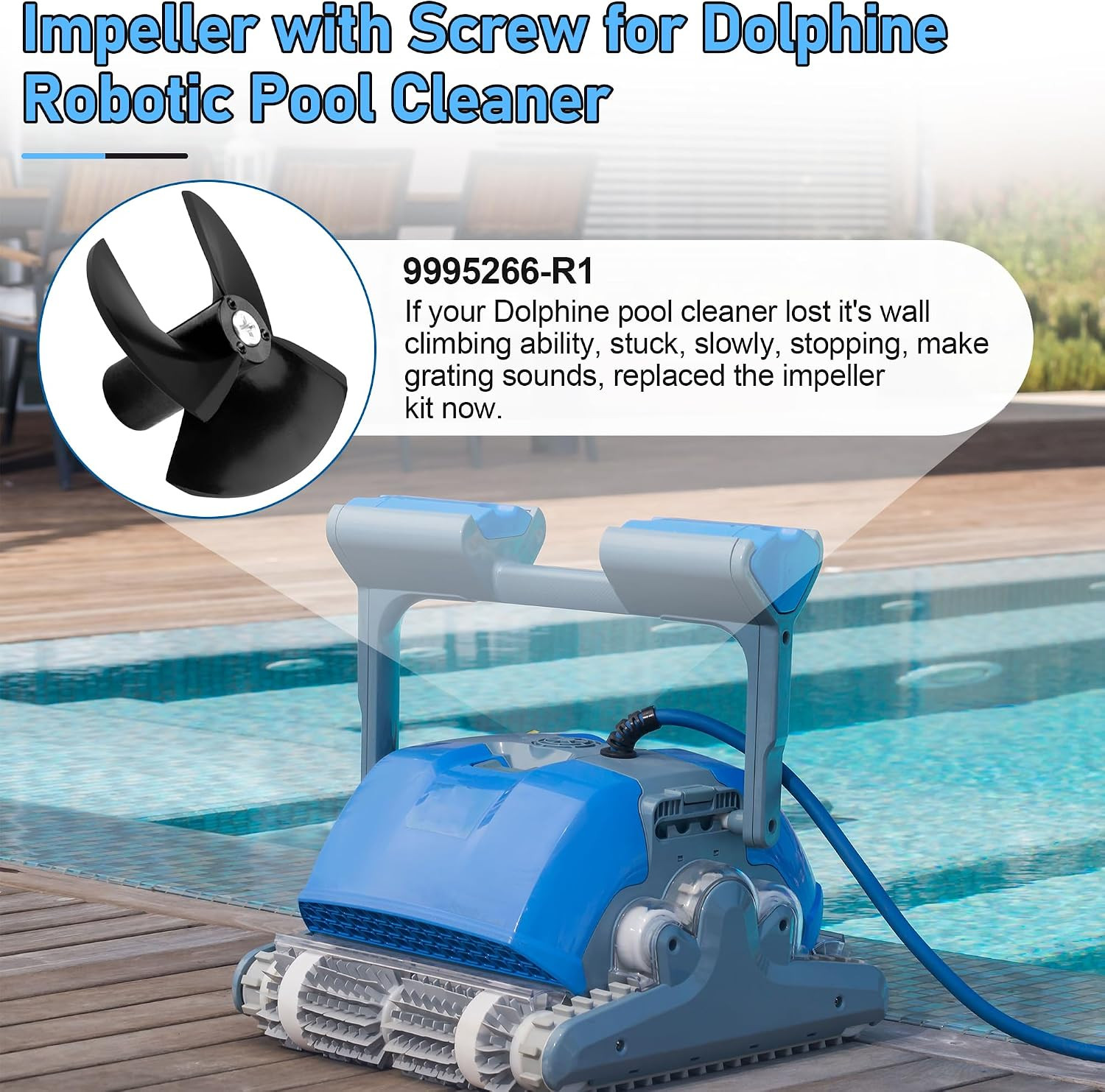9995266-R1 Pool Cleaner Impeller for Maytronics Dolphin Nautilus CC Plus, Nautil