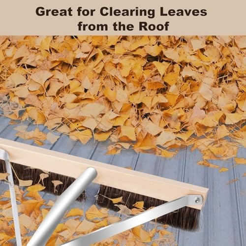 Leaf Roof Brush with Gloves, Roof Rake Remove Leaves, Adjustable 5-21ft 21FT