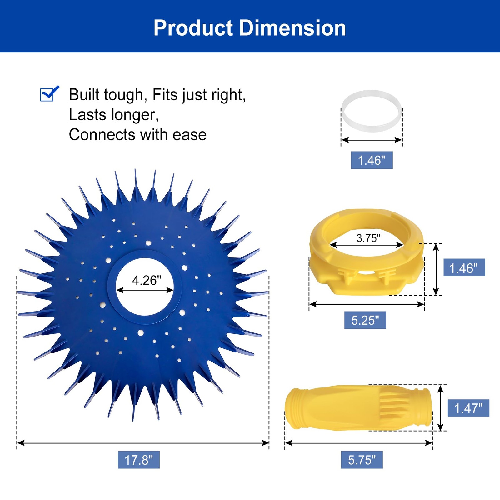 Porscan Pool Cleaner Replacement Kit, 4 Pieces, W70329, W70327, W69698, Zodiac