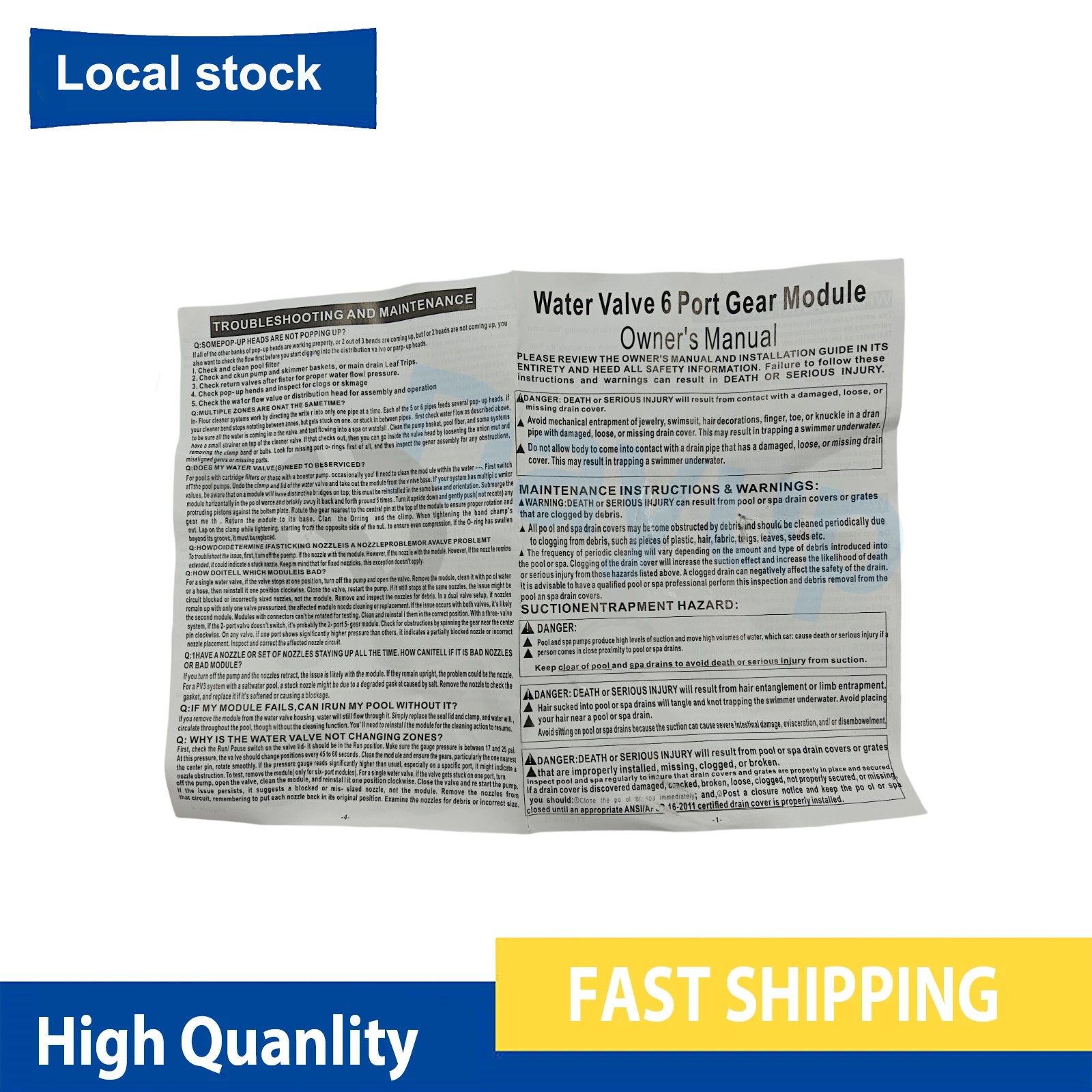 For Paramount 004-302-4408-00 In Floor Pool 6 Port Module with Valve Shell Oring