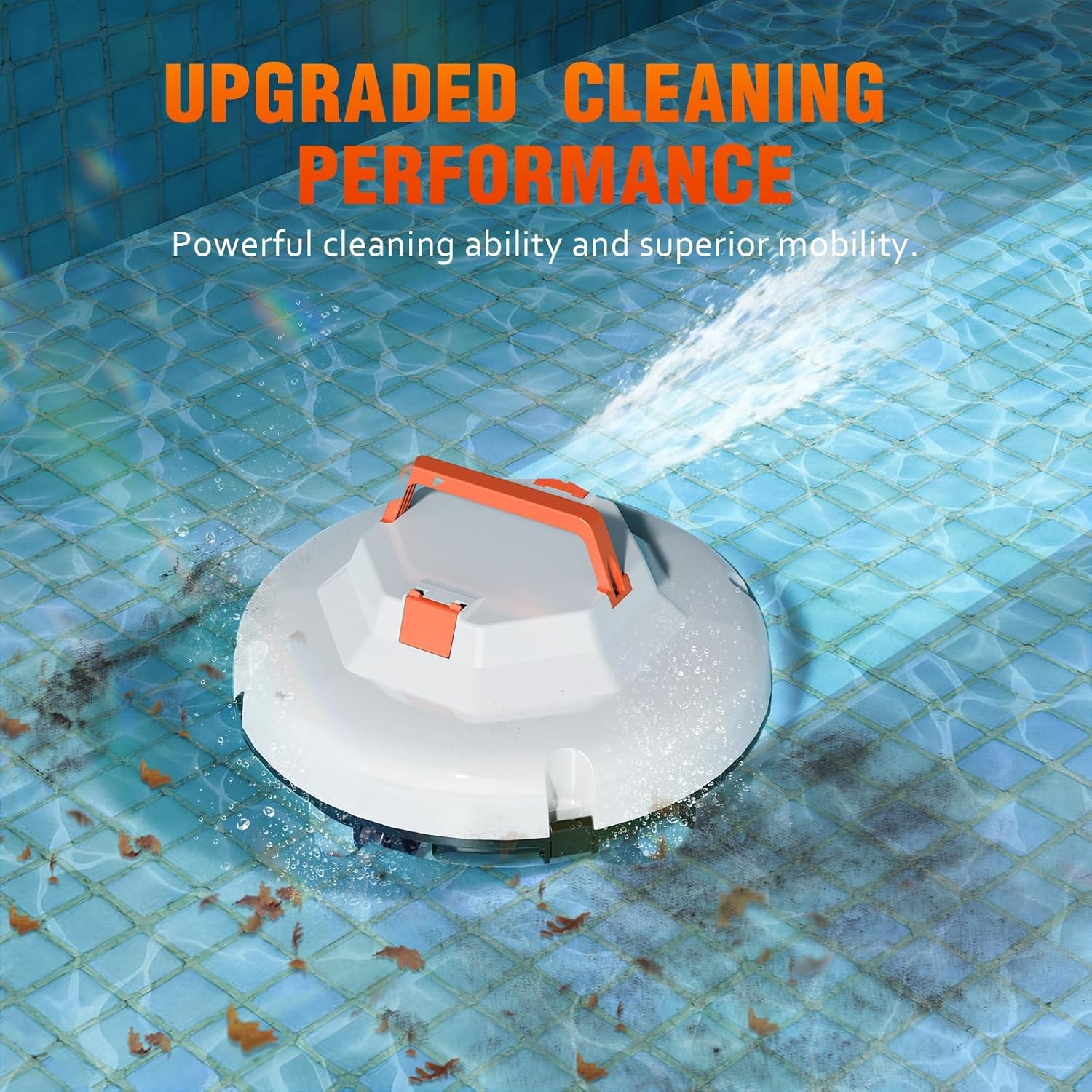 Cordless Robotic Pool Cleaner – 120 Mins Automatic Pool Vacuum for Above Ground