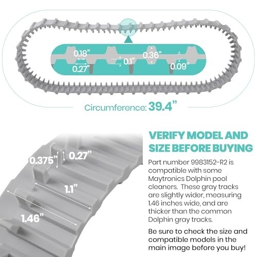 (2 Pack) Replacement Gray Tracks for Maytronics Dolphin Robotic Pool Cleaners wi