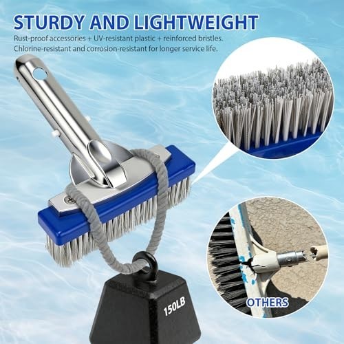 5in Pool Brush Head Nylon Stainless Steel Bristles for Tile Concrete Walls