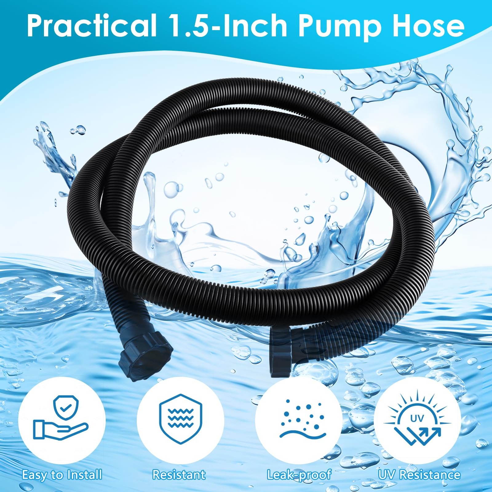 Ajlichiban Fun 10Ft Pool Hose For Above Ground Pools 1.5 Inch Diameter Swimming