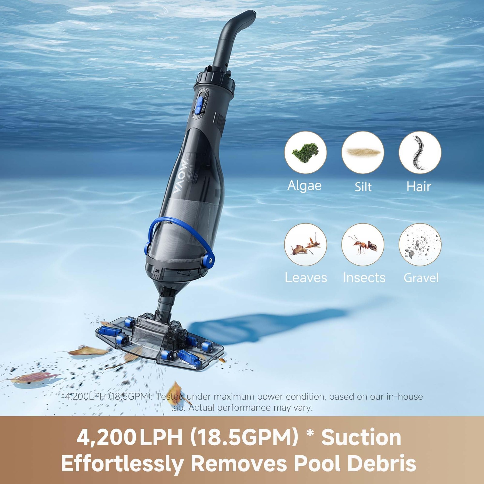 Handler V10 Cordless Pool Vacuum, 18.5 GPM Suction, Transparent Suction Head …