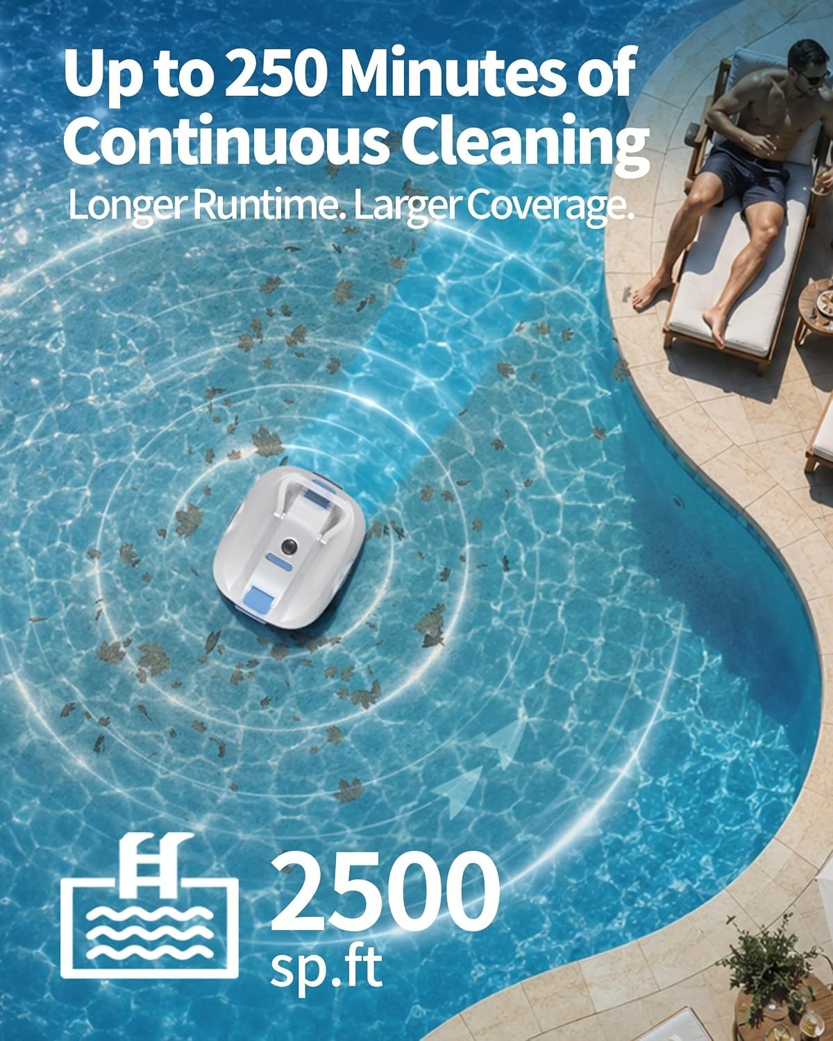 Advanced Automatic Pool Cleaning Robot for Above & Inground Pools, White Finish