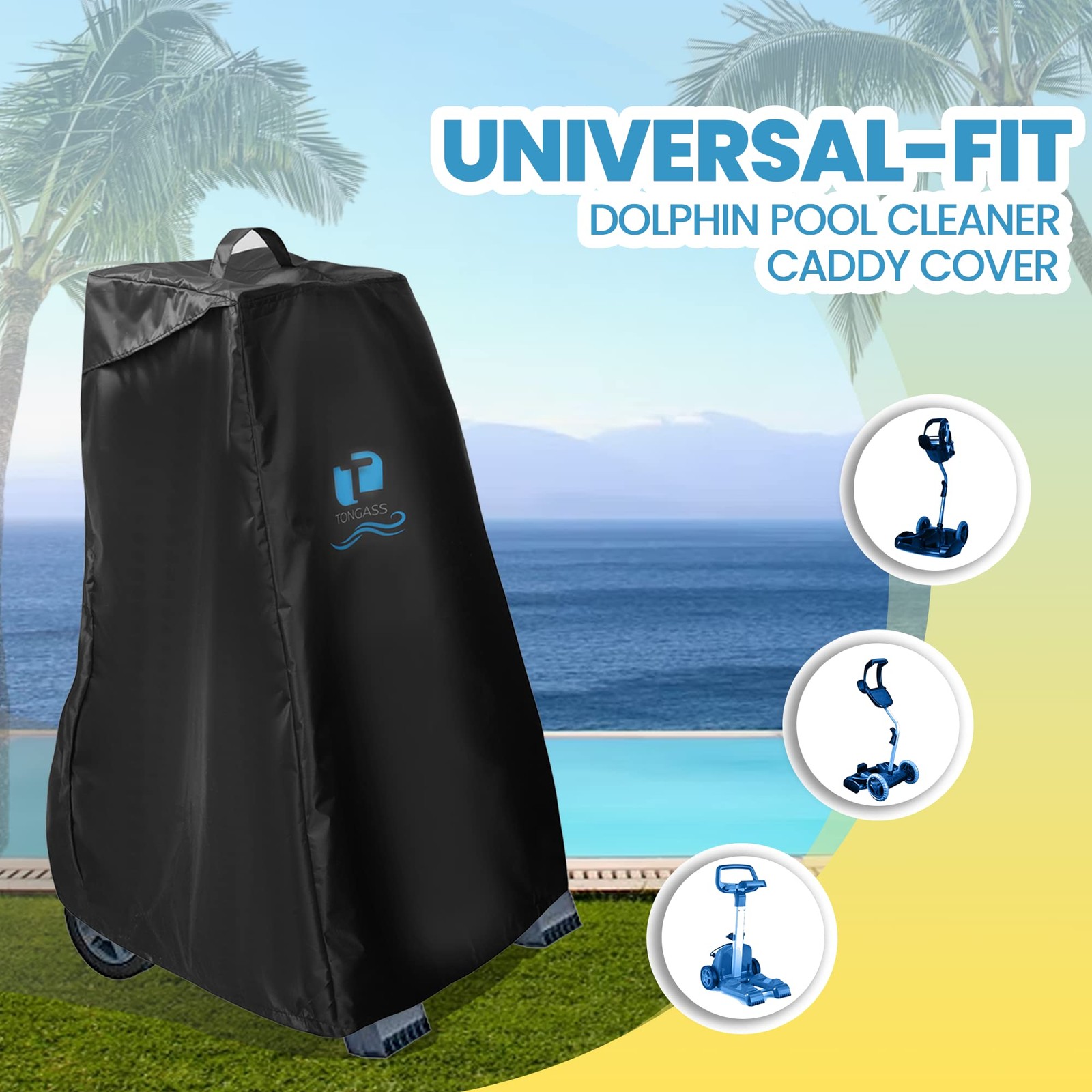 TonGass Swimming Pool Cleaner Cover 2&rsquo;2&Prime; x 1&rsquo;10 » (Rectangular), Black