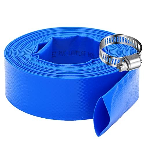 Heavy Duty 2.5&Prime; x 25ft Backwash Hose – Reinforced PVC Lay Flat Water Discharge f