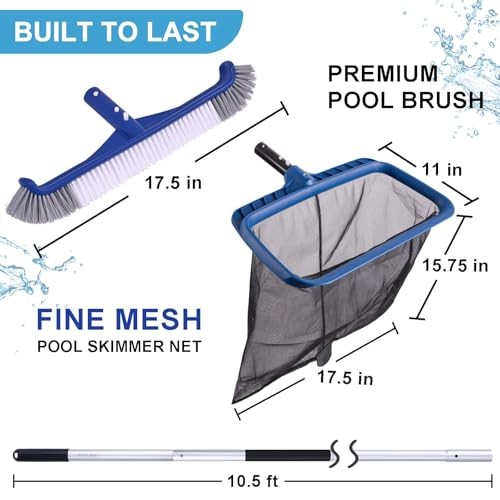 Pool Cleaning Kit, Including Pool Brush & Ultra Fine Mesh Pool Skimmer Net