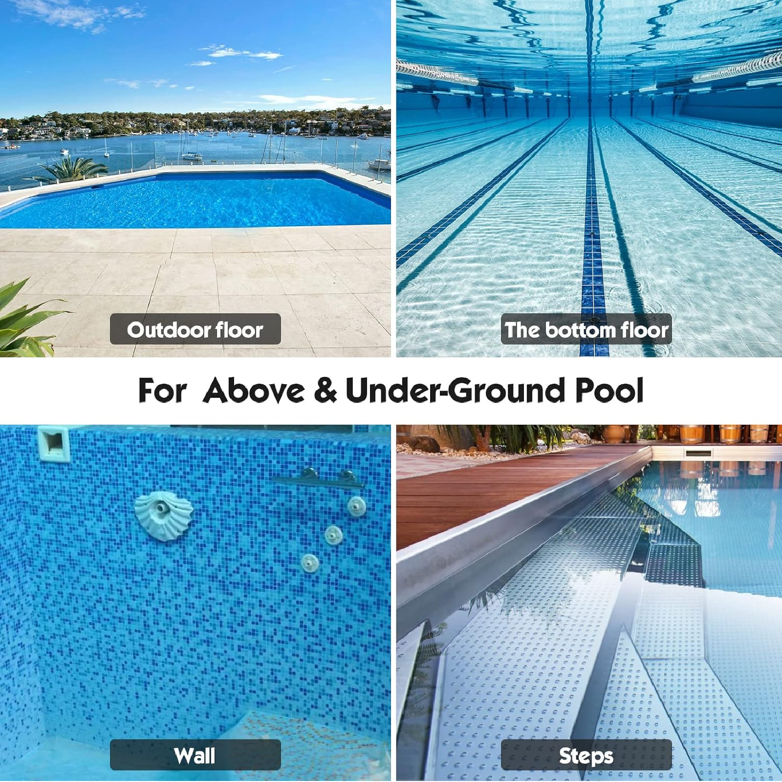 72&Prime; long pole Swimming Pool clean Brush with 18&Prime; wide Brush Head Nylon Bristles