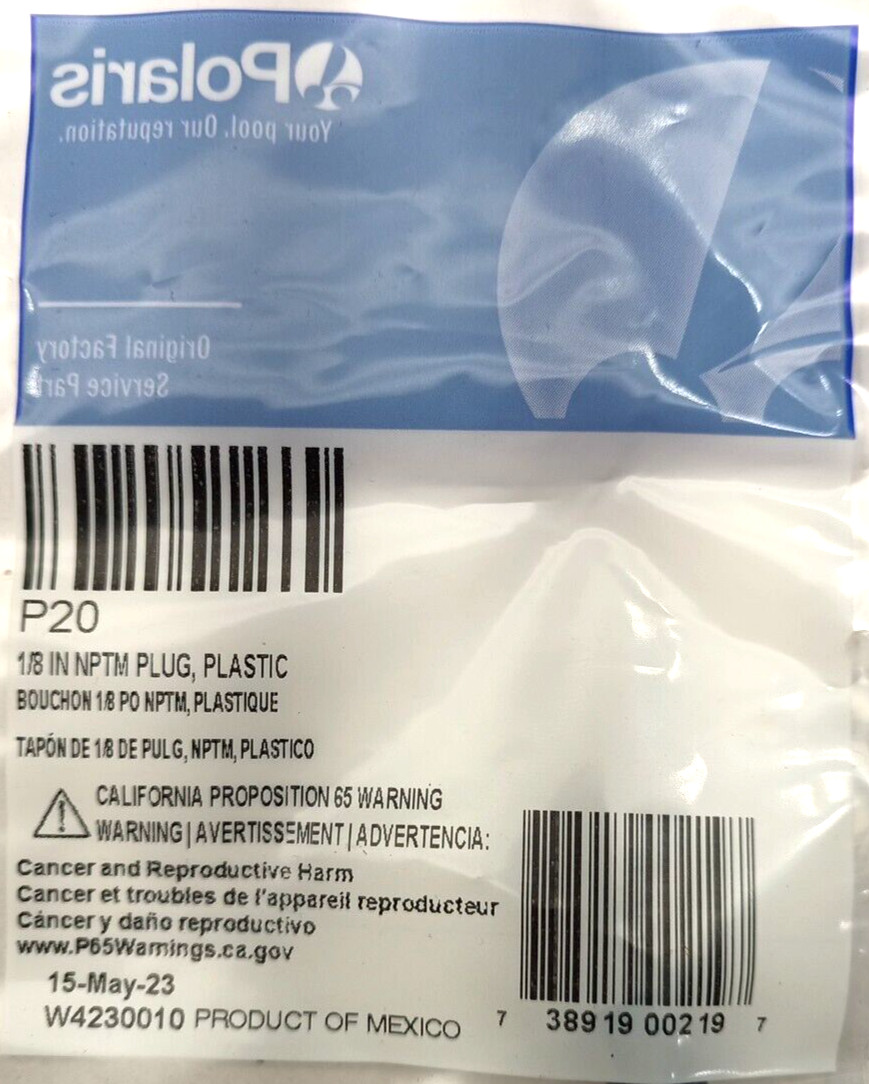 LOT OF 2 Polaris Cleaner PB4-60 Booster Pump Plug P20 P-20 1/8&Prime; Male Thread