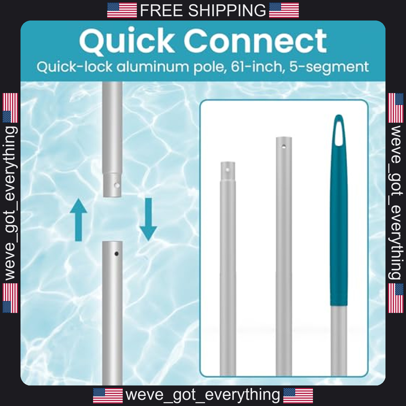 Pool Skimmer Net with Adjustable Aluminum Pole for Debris Removal