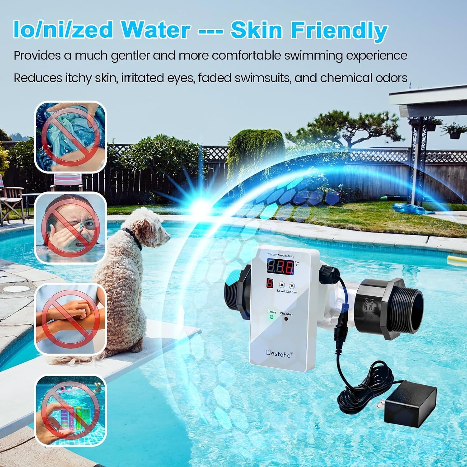 WESTAHO pool ionizer Up to 40,000 Gallons Smart Display