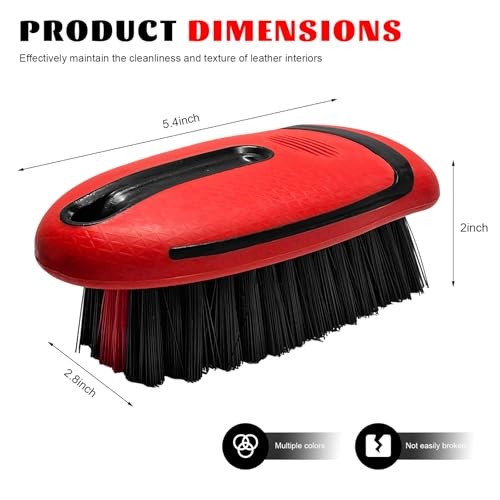 Carpet and Upholstery Cleaning Brush, Car Interior Leather Brush Stiff Red