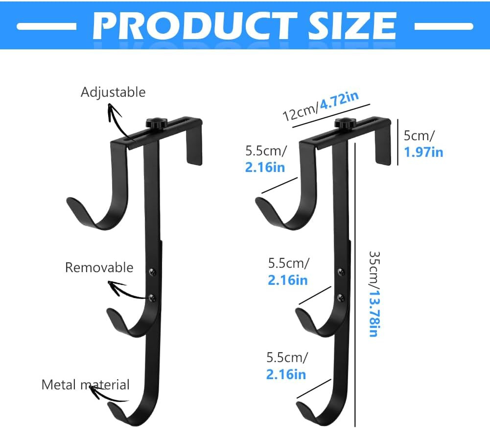 2Pcs Pool Pole Hangers – Adjustable Heavy Duty Hooks for Skimmers, Rakes, Brushe