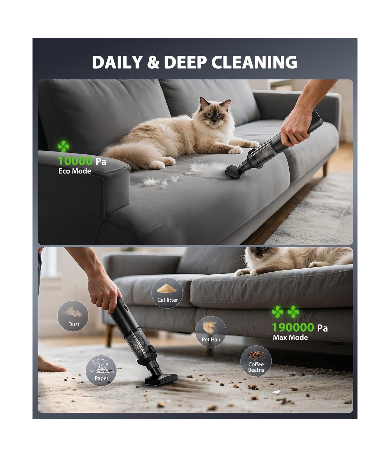 Car Vacuum Portable Cordless Handheld Vacuum Cleaner 4-in-1 Mini Cordless Vac…