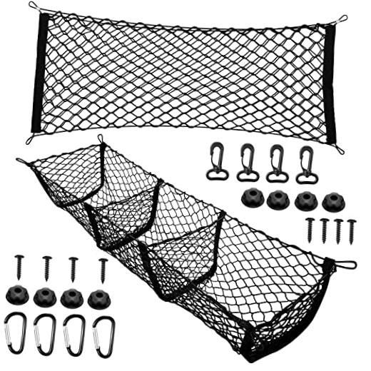 2 Pcs Car Rear Cargo Net, Adjustable Elastic Mesh Cargo 43.3 x 15.7 Inches