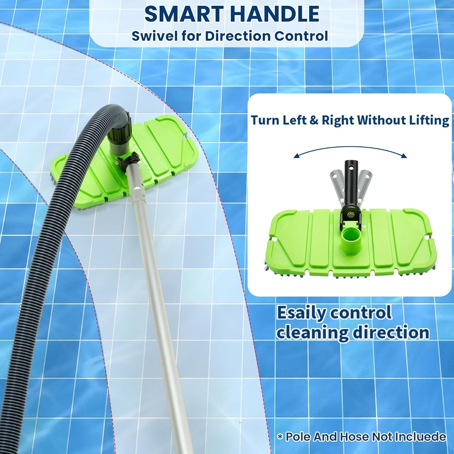 Weighted Pool Vacuum Head with Brush Flexible for Inground & Above Ground