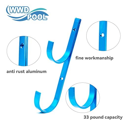 Swimming Pool Aluminum Pole Hanger Set, Blue, 2-Pack (4 Hooks), for 2PK-Blue